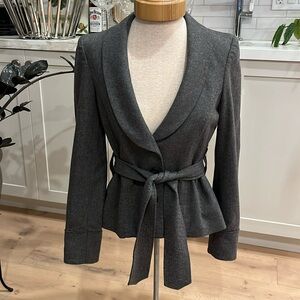 VGUC Pink Tartan belted grey long sleeve round collar lined jacket